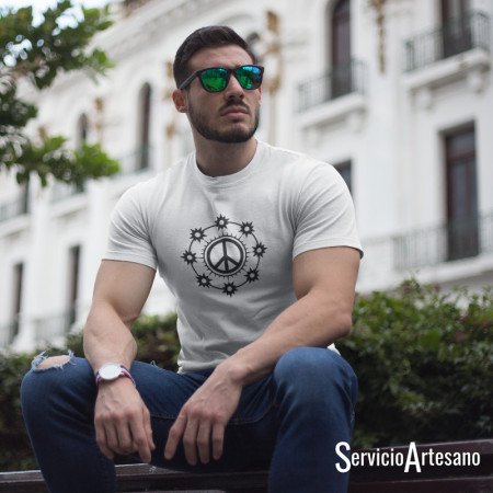 Mandala Solar con Símbolo de la Paz Negro Hombre Mandala Solar con Símbolo de la Paz Negro Hombre