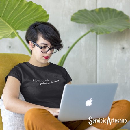 Camiseta Negra "café primero" mujer Camiseta Negra "café primero" mujer