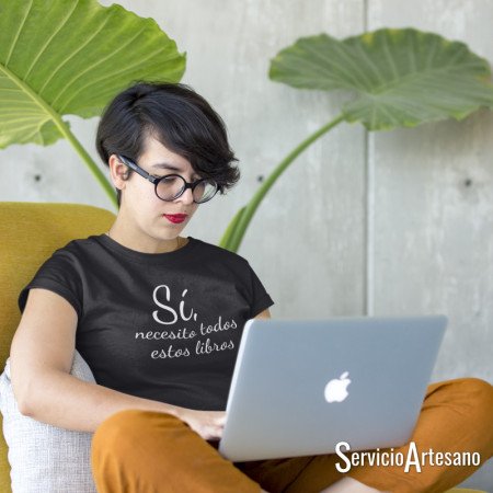 Camiseta Negra "Libros" mujer