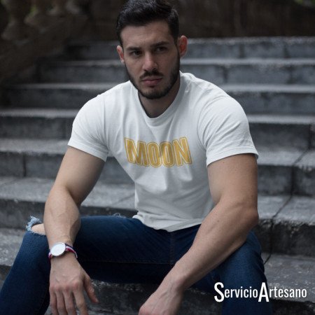 Camiseta Blanca MOON | Clásica & Sofisticada - Servicioartesano Camiseta Blanca MOON | Clásica & Sofisticada - Servicioartesano