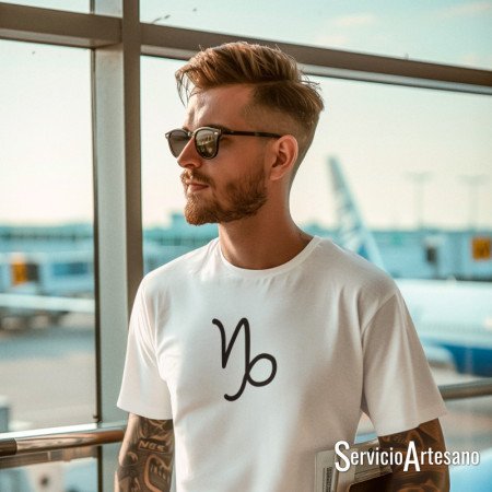 Camiseta Blanca con el símbolo de Capricornio Hombre Camiseta Blanca con el símbolo de Capricornio Hombre