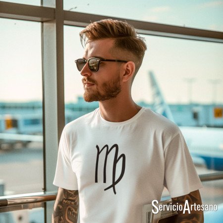 Camiseta Blanca con el símbolo de Virgo Hombre Camiseta Blanca con el símbolo de Virgo Hombre