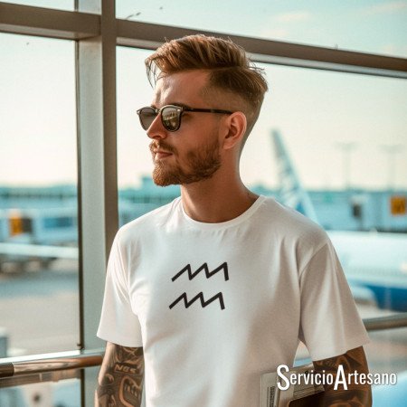 Camiseta Blanca con el símbolo de Acuario Hombre